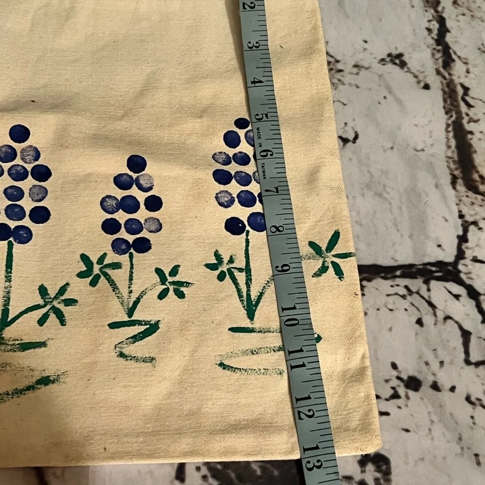 Bluebonnet‎ Floral Canvas Tote Bag with Orange Handles